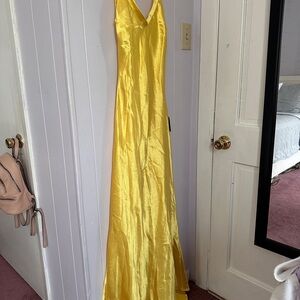 Lulu's Vibrant Yellow Satin Dress